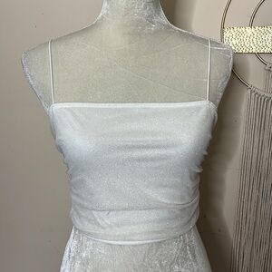 Olive tree • rouched glitter shimmer crop tank